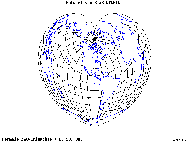 Stab-Werner Projection - 0°E, 90°N, 270° - wide