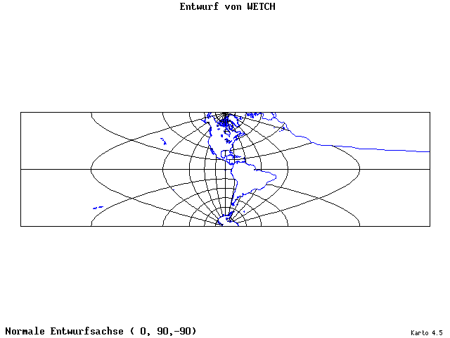 Wetch's Projection - 0°E, 90°N, 270° - wide