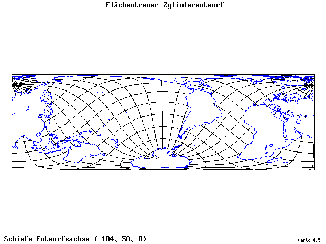 Cylindrical Equal-Area Projection - 105°W, 50°N, 0° - standard