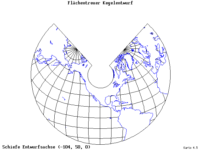 Conical Equal-Area Projection - 105°W, 50°N, 0° - standard