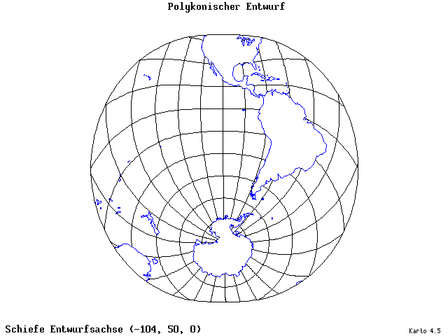 Polyconic Projection - 105°W, 50°N, 0° - standard