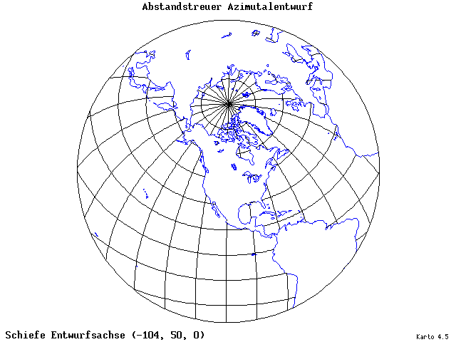 Azimuthal Equidistant Projection - 105°W, 50°N, 0° - standard