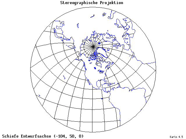 Stereographic Projection - 105°W, 50°N, 0° - standard