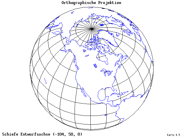 Orthographic Projection - 105°W, 50°N, 0° - standard