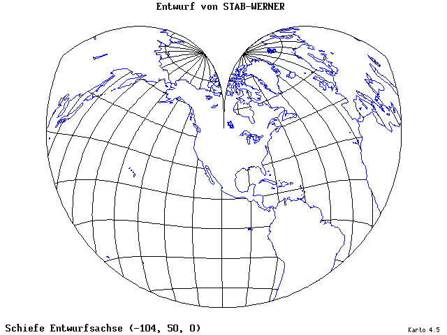 Stab-Werner Projection - 105°W, 50°N, 0° - standard