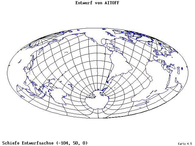 Aitoff's Projection - 105°W, 50°N, 0° - standard
