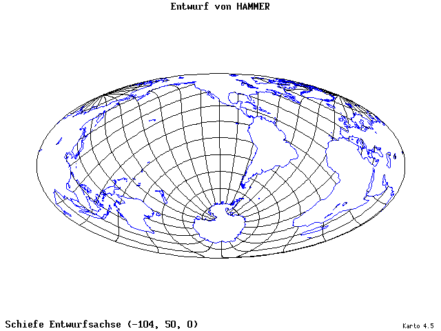 Hammer's Projection - 105°W, 50°N, 0° - standard