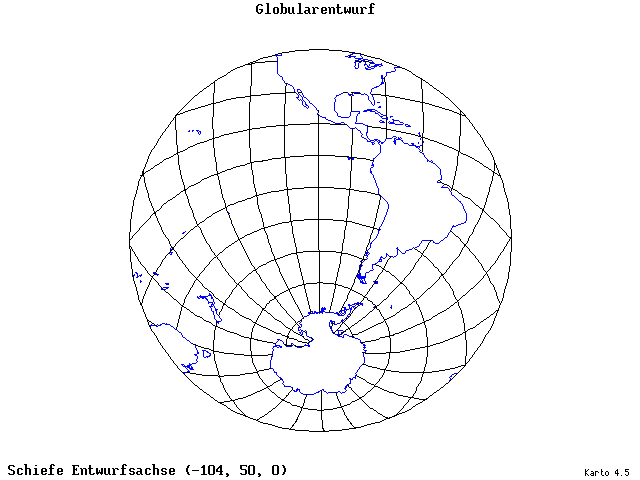 Globular Projection - 105°W, 50°N, 0° - standard