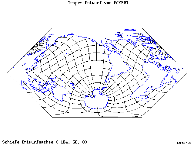 Eckhart's Trapezoid Projection - 105°W, 50°N, 0° - standard