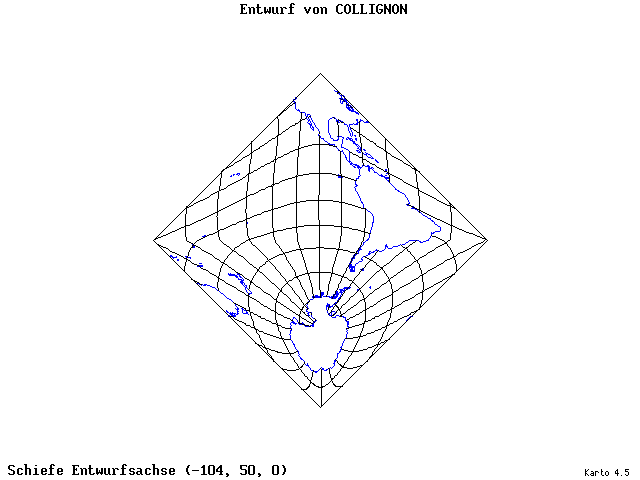 Collignon's Projection - 105°W, 50°N, 0° - standard