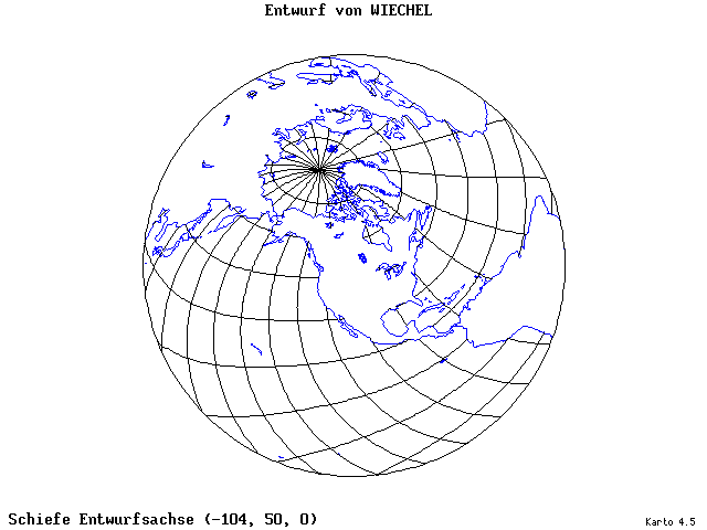 Wiechel's Projection - 105°W, 50°N, 0° - standard