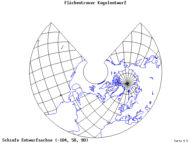 Conical Equal-Area Projection - 105°W, 50°N, 90° - standard