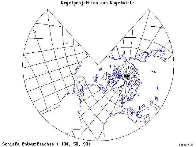 Conical Gnomonic Projection - 105°W, 50°N, 90° - standard