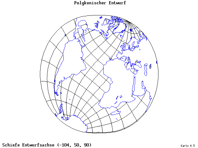 Polyconic Projection - 105°W, 50°N, 90° - standard