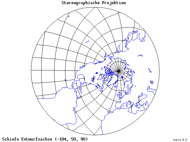 Stereographic Projection - 105°W, 50°N, 90° - standard