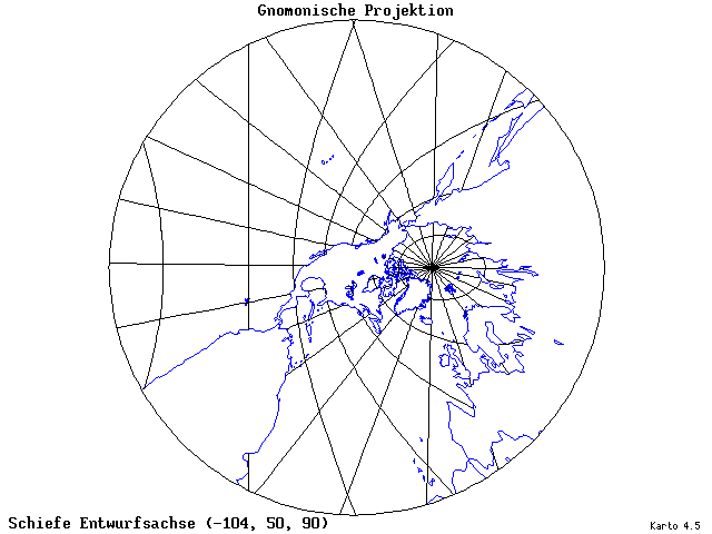 Gnomonic Projection - 105°W, 50°N, 90° - standard