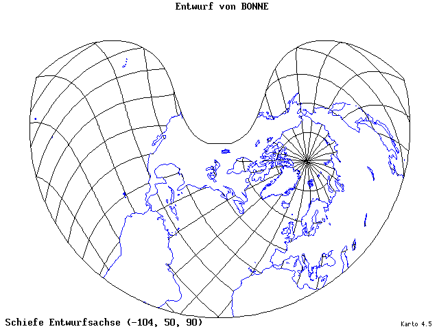Bonne's Projection - 105°W, 50°N, 90° - standard