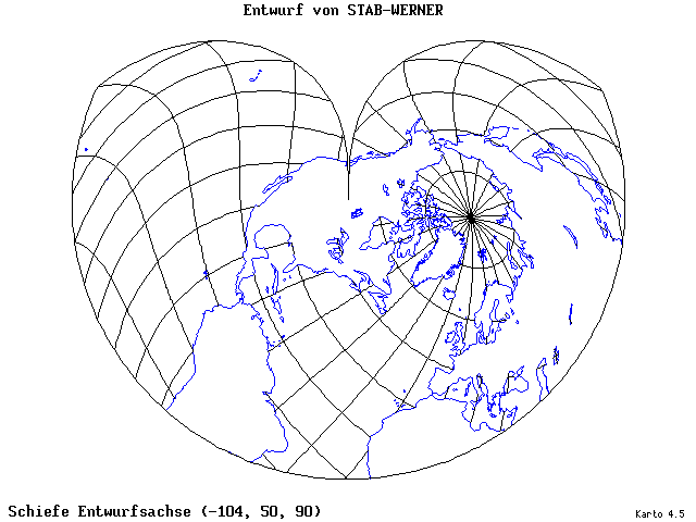 Stab-Werner Projection - 105°W, 50°N, 90° - standard