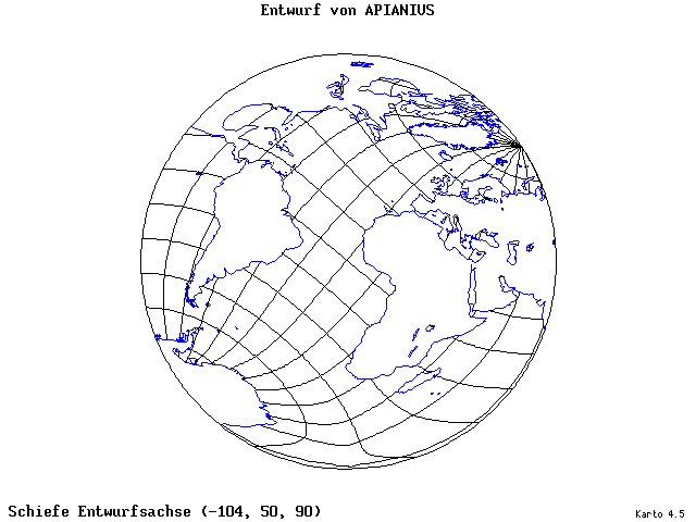 Apianius' Projection - 105°W, 50°N, 90° - standard