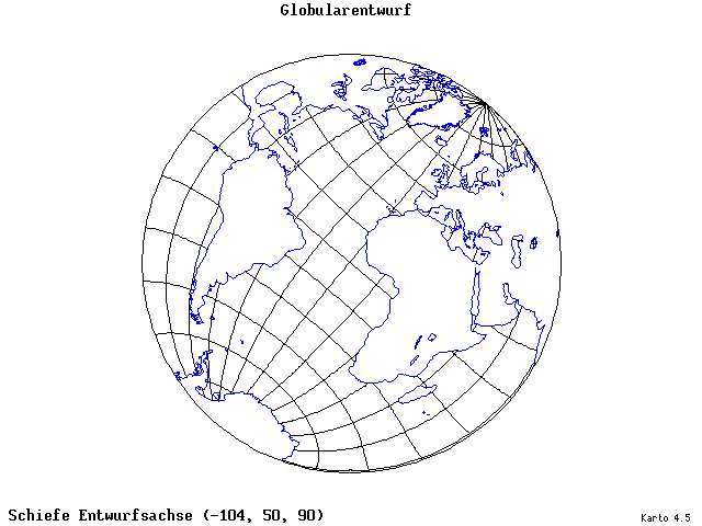 Globular Projection - 105°W, 50°N, 90° - standard