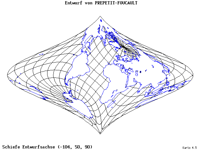 Prepetit-Foucault Projection - 105°W, 50°N, 90° - standard