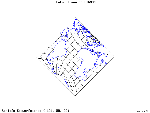 Collignon's Projection - 105°W, 50°N, 90° - standard