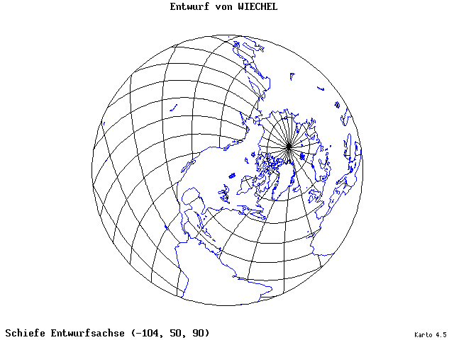 Wiechel's Projection - 105°W, 50°N, 90° - standard