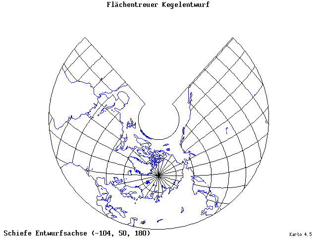 Conical Equal-Area Projection - 105°W, 50°N, 180° - standard