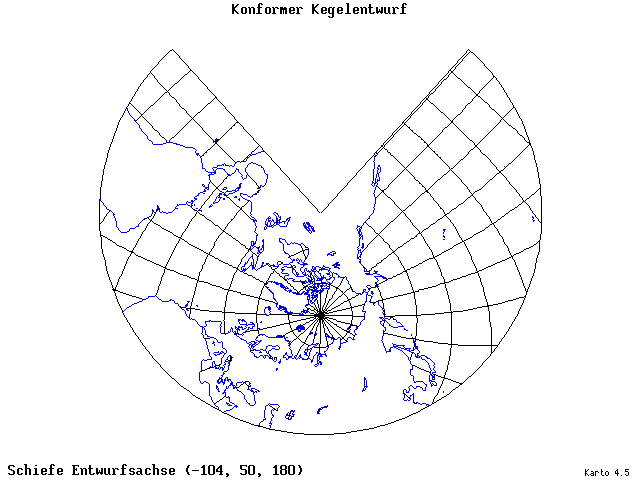 Conical Conformal Projection - 105°W, 50°N, 180° - standard