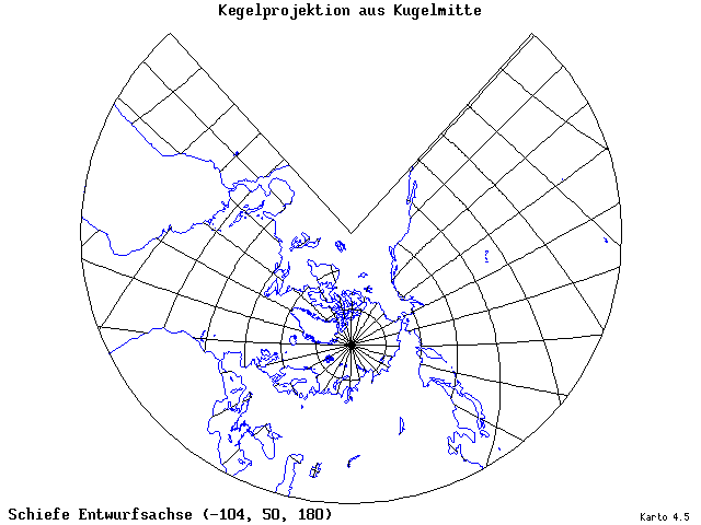 Conical Gnomonic Projection - 105°W, 50°N, 180° - standard