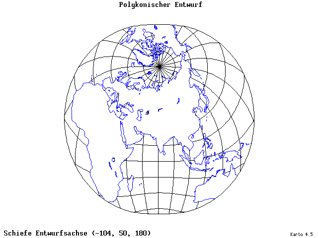 Polyconic Projection - 105°W, 50°N, 180° - standard