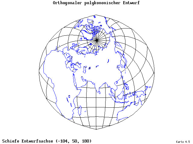 Polyconic Projection (orthogonal grid) - 105°W, 50°N, 180° - standard