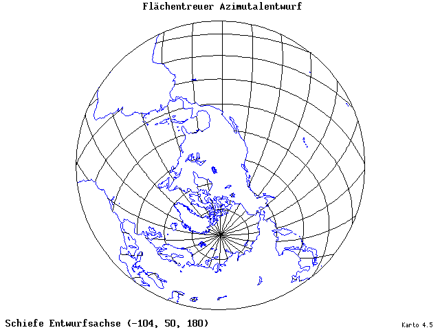 Azimuthal Equal-Area Projection - 105°W, 50°N, 180° - standard