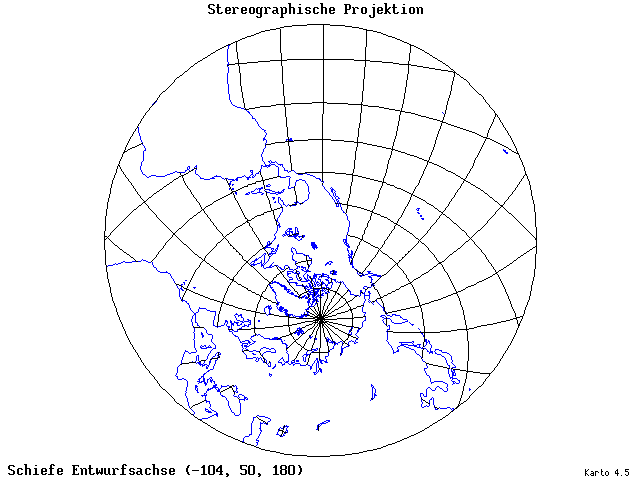 Stereographic Projection - 105°W, 50°N, 180° - standard