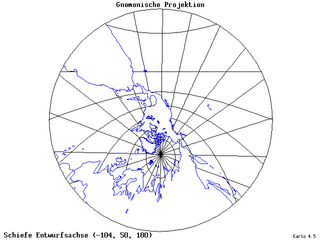 Gnomonic Projection - 105°W, 50°N, 180° - standard