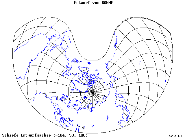 Bonne's Projection - 105°W, 50°N, 180° - standard