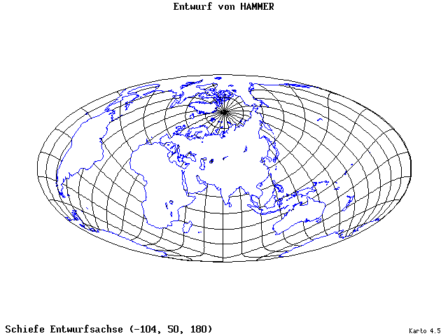 Hammer's Projection - 105°W, 50°N, 180° - standard