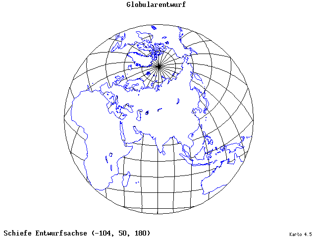 Globular Projection - 105°W, 50°N, 180° - standard