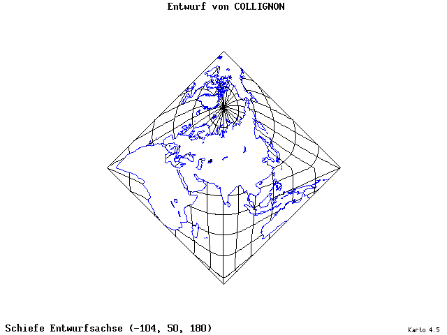 Collignon's Projection - 105°W, 50°N, 180° - standard