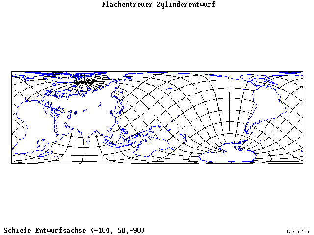 Cylindrical Equal-Area Projection - 105°W, 50°N, 270° - standard