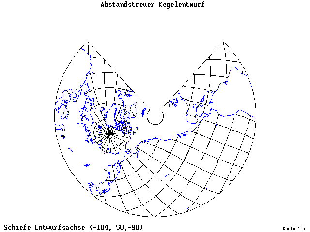 Conical Equidistant Projection - 105°W, 50°N, 270° - standard