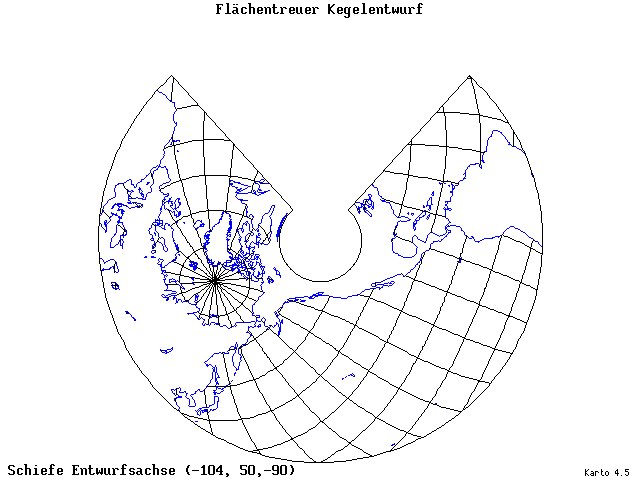 Conical Equal-Area Projection - 105°W, 50°N, 270° - standard