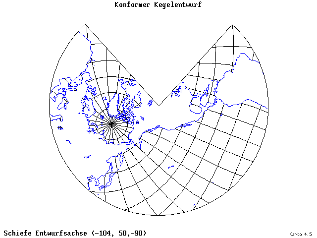 Conical Conformal Projection - 105°W, 50°N, 270° - standard