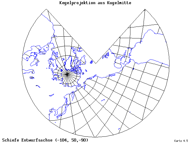 Conical Gnomonic Projection - 105°W, 50°N, 270° - standard