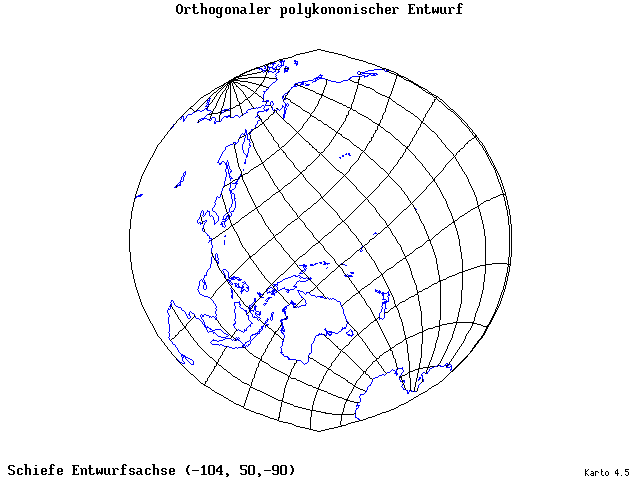 Polyconic Projection (orthogonal grid) - 105°W, 50°N, 270° - standard