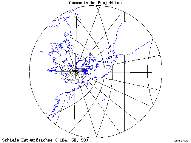 Gnomonic Projection - 105°W, 50°N, 270° - standard