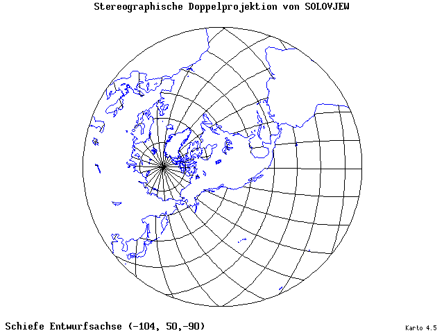 Solovjev's Double-Stereographic Projection - 105°W, 50°N, 270° - standard