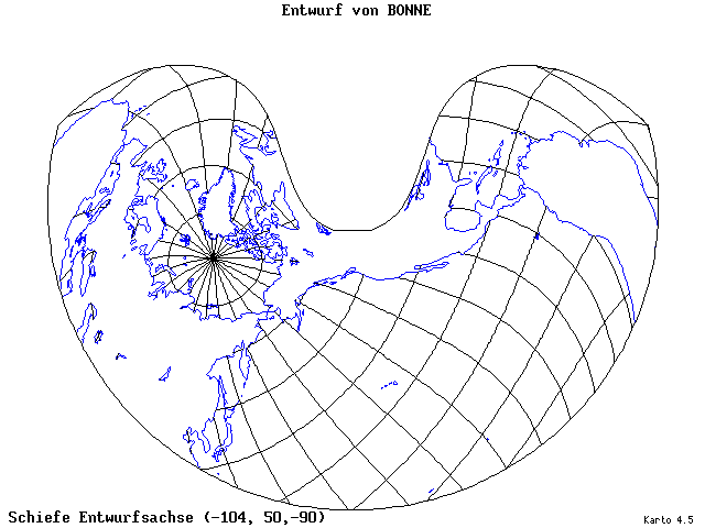 Bonne's Projection - 105°W, 50°N, 270° - standard