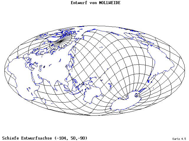 Mollweide's Projection - 105°W, 50°N, 270° - standard