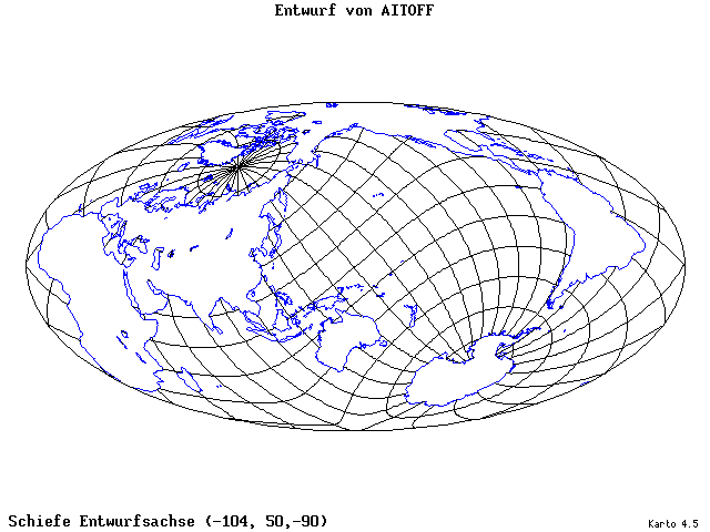 Aitoff's Projection - 105°W, 50°N, 270° - standard